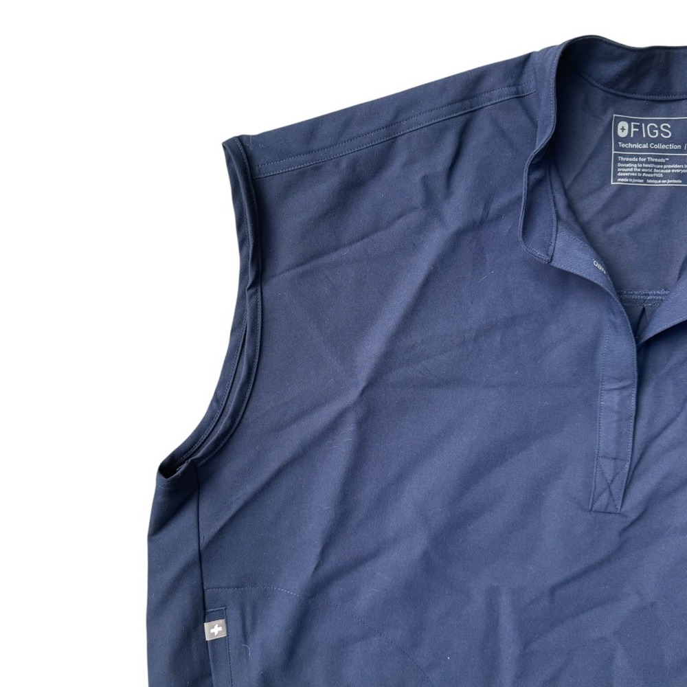 NWT FIGS Rafaela Oversized Sleeveless Scrub Top Navy Blue Technical Collection L - Picture 5 of 6